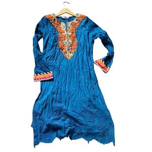MARIA B Embroidered Blue Long Sleeve Pakistani Dress Top